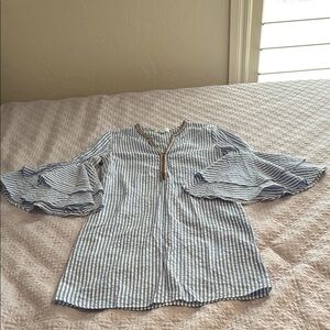 Ces Femme Striped dress with Braided Neckline